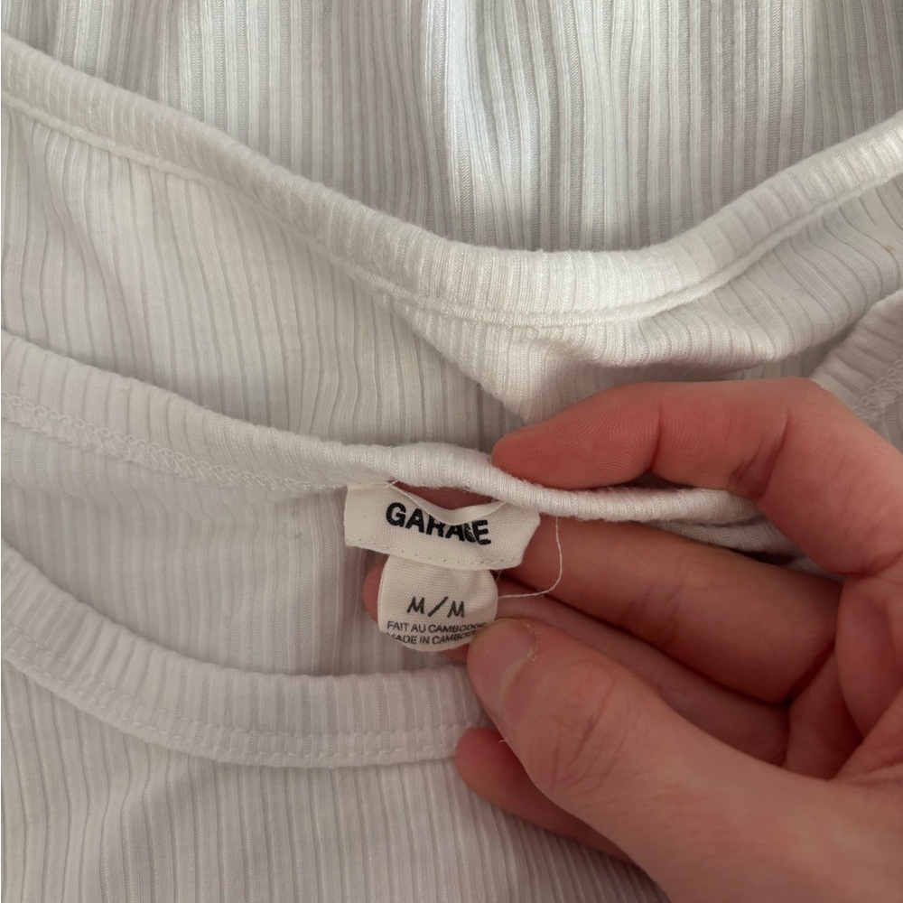 White Ribbed Short Sleeve Top - Picture 6 of 7